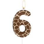 Eryi - bougies en forme de chiffre girafe pour filles et garons, bougie marron en forme de chiffre 6 ...