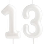 Eryi - bougie macaron en forme de chiffre 13 u2013 bougie d'anniversaire blanche happy 13 pour gteau ...