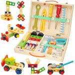 Eryi - caisse a outils enfant, 34 pices jouets en bois boite a outil enfant, diy jeux de construction ...