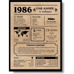 Eryi - carte de voeux d'anniversaire 1986 cadeau d'anniversaire anne de naissance 1986 affiche d'anniversaire ...