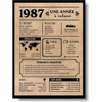 Eryi - carte de voeux d'anniversaire 1987 cadeau d'anniversaire anne de naissance 1987 affiche d'anniversaire ...