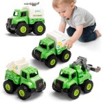 Eryi - coffret 4 camions poubelle jouets ds 2 ans u2013 vhicules push and go avec camion benne, balayeuse, ...