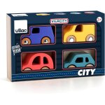 Eryi - - coffret de 4 voitures city - voiture et garage en bois - 4 voitures en bois modle city - jeux ...