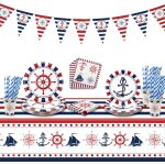 Eryi - dcorations de fte nautique, fournitures d'anniversaire sur le thme anckor avec assiettes en ...