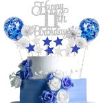 Eryi - dcoration de gteau 11 ans - argent - bleu - 11 - dcoration de gteau d'anniversaire - joyeux ...