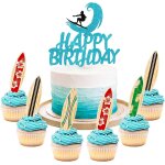 Eryi - dcoration de gteau d'anniversaire surf dcoration d'anniversaire surf plage surf vague cake ...