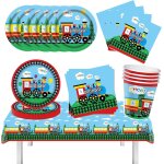 Eryi - ensemble de vaisselle de fête d'anniversaire train pour 16 invités ¿ 49 pièces avec assiettes ... Eryi - ensemble de vaisselle de fête d'anniversaire train pour 16 invités ¿ 49 pièces avec assiettes ...