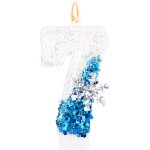 Eryi - flocon neige a paillettes bougies d'anniversaire chiffre, paillettes bleu blanc bougie d'anniversaire ...