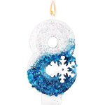 Eryi - flocon neige a paillettes bougies d'anniversaire chiffre, paillettes bleu blanc bougie d'anniversaire ...