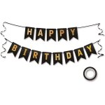 Eryi - guirlande joyeux anniversaire, decoration anniversaire or noir, dcoration de bannire d'anniversaire ...