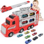 Eryi - jouets transporter truck cars avec 8 petite voiture, camion de course pliable double couche, portable ... Eryi - jouets transporter truck cars avec 8 petite voiture, camion de course pliable double couche, portable ...