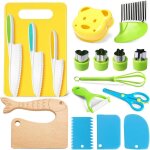 Eryi - kit ustensile cuisine enfant - lot de 17 avec couteau bebe, planche a dcouper et eplucher - pour ...