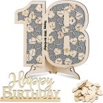 Eryi - livre d'or d`anniversaire en bois pour 18 ans cadre de signature + 70pcs mini coeur bois + accessoire ... Eryi - livre d'or d`anniversaire en bois pour 18 ans cadre de signature + 70pcs mini coeur bois + accessoire ...