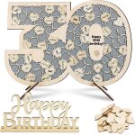Eryi - livre d'or d`anniversaire en bois pour 30 ans cadre de signature + 88pcs mini coeur bois + accessoire ... Eryi - livre d'or d`anniversaire en bois pour 30 ans cadre de signature + 88pcs mini coeur bois + accessoire ...
