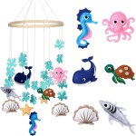 Eryi - mobile animaux marins, mobile pour bb, mini mobile pour bb, carillon eolien avec musique, ...