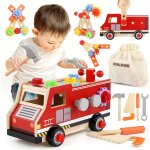 Eryi - outils enfant jouet en bois, boite a outils enfant, camion de pompier voiture enfant, montessori ...