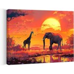 Eryi - tableau sur toile paysage, impression sur toile girafe, tableau decoration murale pour chambre, ...