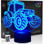 Eryi - tracteur 3d illusion veilleuse jouets, dcor de maison led lampe de chevet table, tactile & tlcommand ...