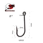Esfishing - hameon de pche en acier au carbone, crochet a vers simple, pour leurre souple - type no ...