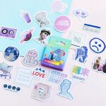 Etiquette ondul�e en flocons de papier adh�sif, etiquette mignonne kawaii pour journal intime, faite ...