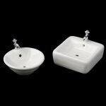Evier de salle de bain carr� pour maison de poup�e 1:12, lavabo miniature en c�ramique, mod�le d'�vier ...