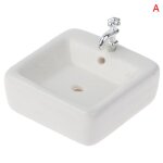Evier de salle de bain en c�ramique blanc, �chelle 1:12, miniature, mod�le de simulation, accessoire ...
