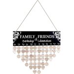 Famille anniversaire plaque a suspendre en bois calendrier de rappel conseil d'anniversaire avec 50 pices ...