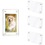 Fchhk - 4 a cadre photo magnetique, 7 x 12 cm cadre magnetique, transparent double face, magnet frigo ...
