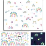 F�e etoiles phosphorescentes plafond etoile fluorescente chambre enfant nuages arc - en - ciel etoiles ...