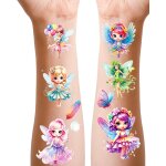 F�es tatouages filles, 12 feuilles de tatouages de f�e a paillettes pour enfants, pour cadeaux de f�te ...