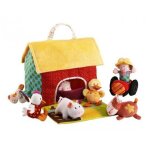 Ferme transportable, tracteur et animaux en tissu - maison d'activites - imagination bebe - a partir ...