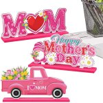 Fte des mres, 3 pices pour la table - dcoration de lettre personnalise avec fleurs pour grand - ...