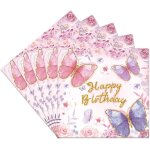Few - 20 pcs serviette papier, serviettes papillon, fte d'anniversaire papillon fille anniversaire dco ...