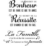 Few - 2sets stickers muraux citations fran�aise autocollant mural texte famille et bonheur r�ussite secret ...