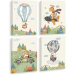 Few - lot de 4 posters d'animaux avec cadre (20 x 25 cm), motifs d'avion, montgolfière, tableaux muraux ... Few - lot de 4 posters d'animaux avec cadre (20 x 25 cm), motifs d'avion, montgolfière, tableaux muraux ...