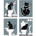 Few - 4pcs drle chat salle de bain art mural, chat noir droulant papier toilette salle de bain dcoration ...