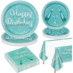 Few - décorations d'anniversaire bleu sarcelle et argent sarcelle pour 20 invités, comprenant des assiettes ... Few - décorations d'anniversaire bleu sarcelle et argent sarcelle pour 20 invités, comprenant des assiettes ...