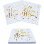 Few - happy birthday lot de 60 serviettes en papier pour anniversaire, 33 x 33 cm, pour homme, femme, ...