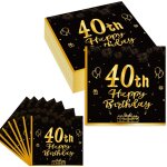 Few - noir or serviette papier dcoration anniversaire 40 ans, 40pcs serviettes dcoratives d'anniversaire ...