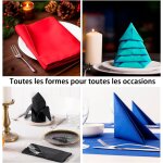 Few - serviettes de table en tissu, 43 x 43 cm, rouge et blanc, style elgant pour dner (rouge)