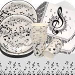 Few - vaisselle de fête anniversaire musicales, 61 pièces musique vaisselle papier set assiettes en papier ... Few - vaisselle de fête anniversaire musicales, 61 pièces musique vaisselle papier set assiettes en papier ...