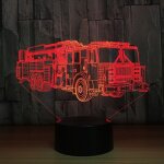 Figurine 3d led rgb en forme de camion de pompiers, luminaire dcoratif d'intrieur, lumire changeante ...