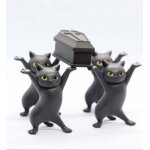 Figurines de chat mignonnes en pvc, 5 pi�ces / ensemble, chats portant un cercueil, mod�le d'action, ...