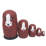Figurines de dessin anim� en bois, 5 pi�ces / ensemble, artisanat d'art, chiot, nid, poup�e matryoshka, ...