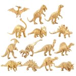 Figurines de dinosaures en plastique dor, 14 pices, mini figurines de dinosaures ralistes, ensemble ...