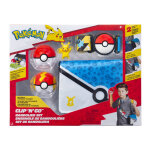 Figurine playset pok�mon pikachu clip 'n' go jazwares - bandolier avec 2 pok� balls et figurine 5 cm