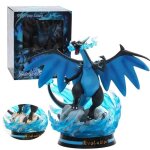 Figurine pokmon mega charizard x bleu + veilleuse led + bote personnage anime manga type feu et dragon ...