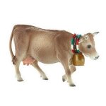 Figurine vache des alpes avec cloche