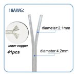 Fil de cuivre a 2 conducteurs, cble parallle transparent, ligne plate d'alimentation cc, pipeline 1a, ...