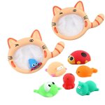 Filets de p�che pour enfants, jouets amusants pour le bain, chaton, petits animaux, jouets de baignoire, ...